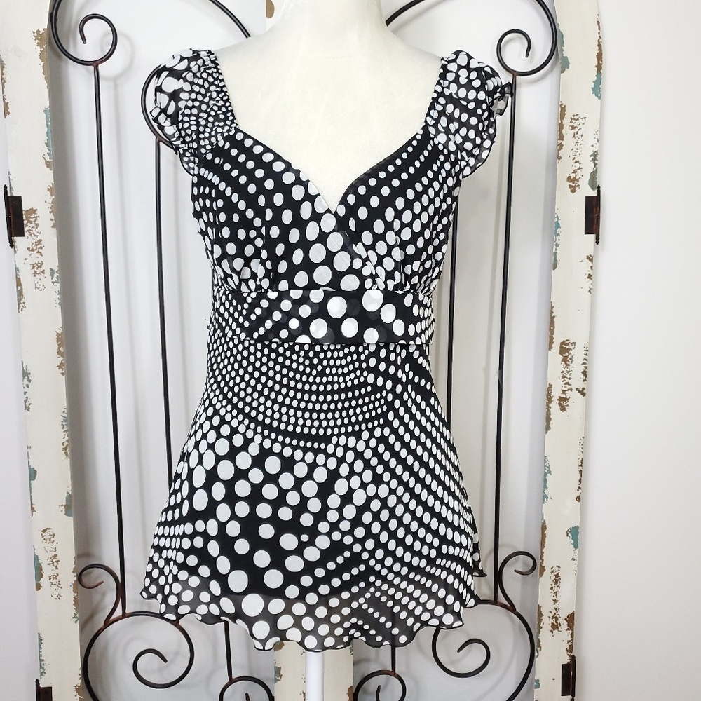 BCX sleeveless polka-dot top medium